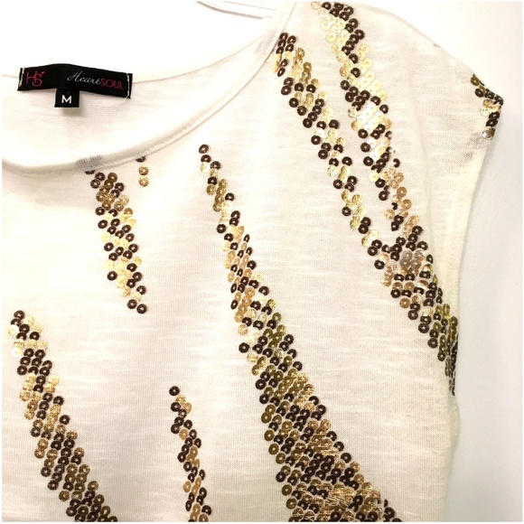 HeartSoul Shimmery Gold Faux Sequin Top - Picture 7 of 7